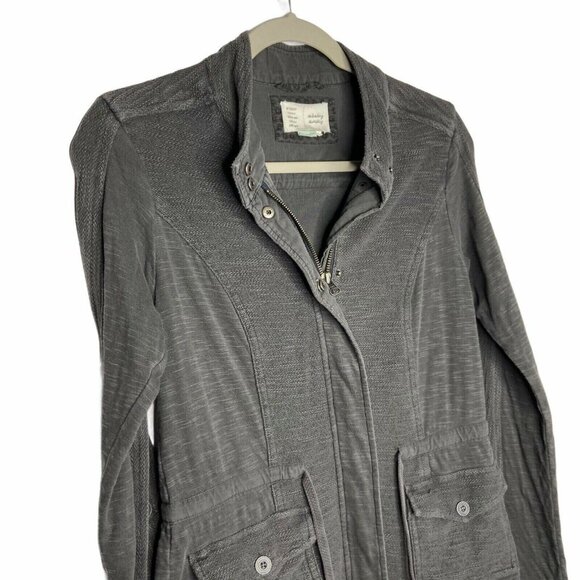 Anthro Saturday Sunday Utility Jacket Womens Size XS Grey Moto Drawstring‎ Waist - Picture 6 of 11